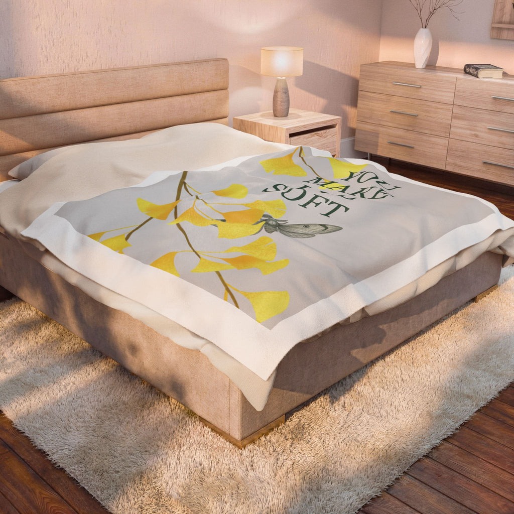 “YOU MAKE LIFE SOFT” Velveteen Plush Blanket