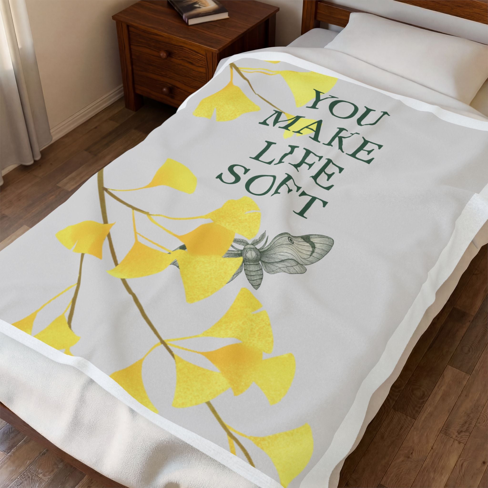 “YOU MAKE LIFE SOFT” Velveteen Plush Blanket